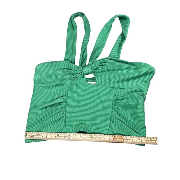 Urban Outfitters Green Ribbed Knot Front Cropped Tank Top S - Picture 8 of 9